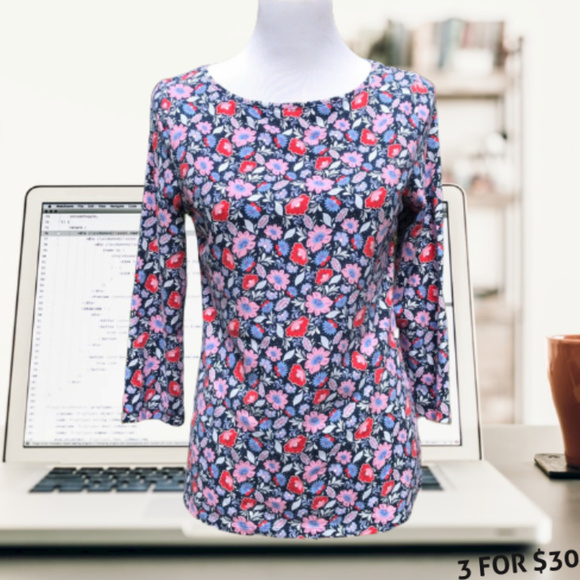 Talbots Tops - F Talbots Floral Long Sleeve T-Shirt Stretch M